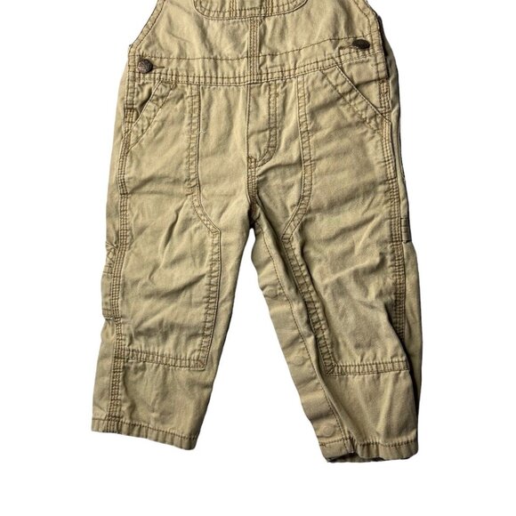 OshKosh B'Gosh Bib Overalls Baby 12 Months Tan Diaper Access - Picture 4 of 11